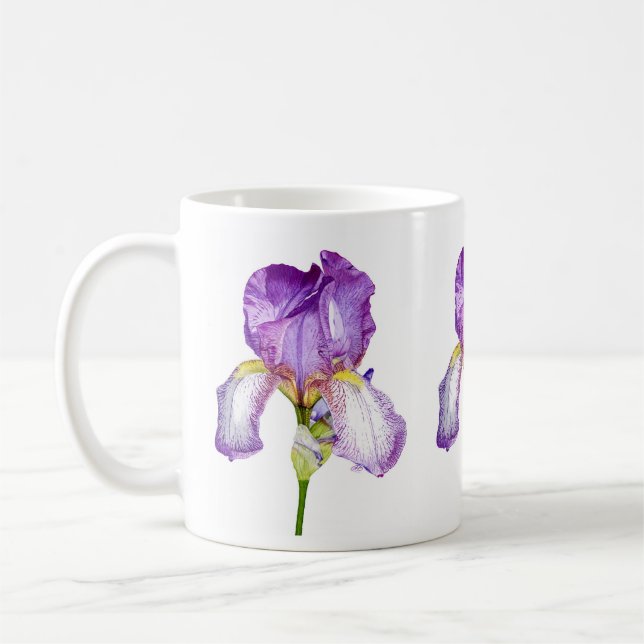 Aquarelle violet Iris Botanique Floral Art Mug (Gauche)