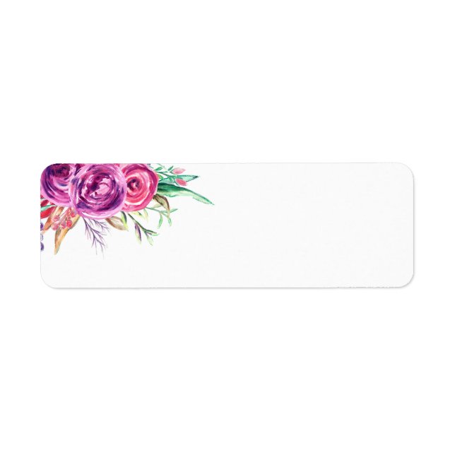 Aquarelle violet Mariage Floral Étiquettes de adre (Devant)