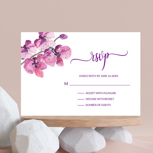 Aquarelle violet orchidée Mariage RSVP Insérer (Créateur téléchargé)