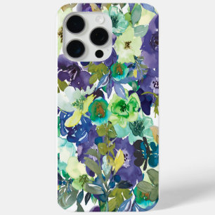 Aquarelle violette, bleu, jaune coque iphone flora