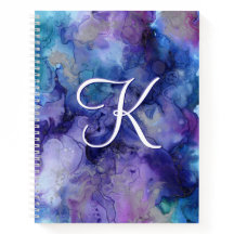 Aquarelle violette et bleu Galaxy Carnet initial