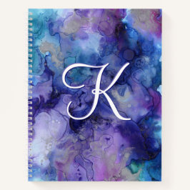 Aquarelle violette et bleu Galaxy Carnet initial