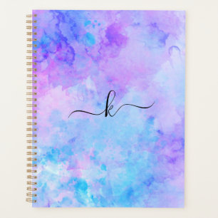 Aquarelle violette et turquoise