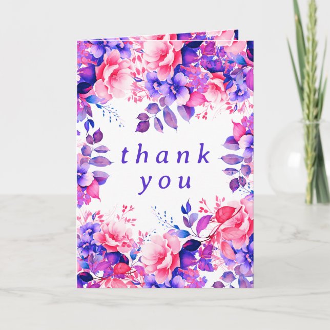 Aquarelle violette Floral Anniversaire Merci (Devant)