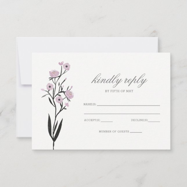 Aquarelle violette Floral Printemps mariage rsvp (Devant)