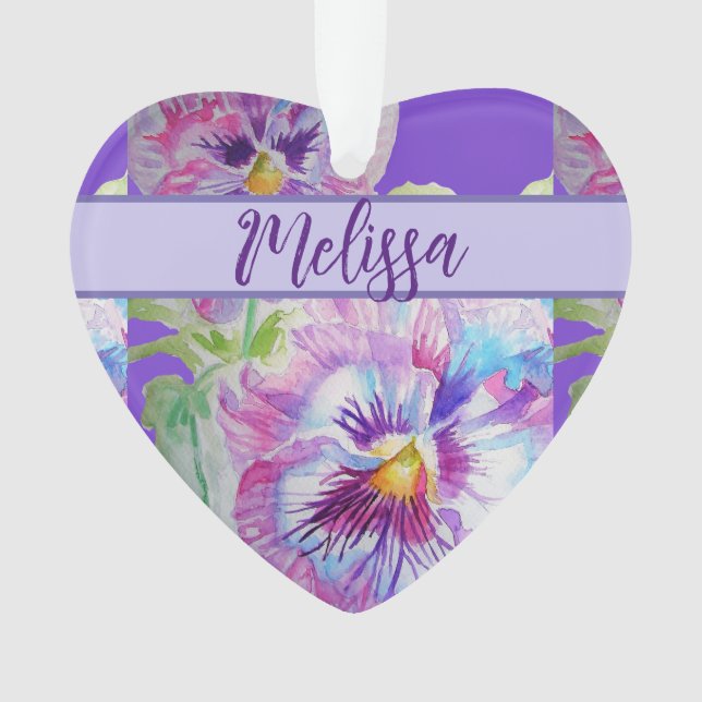 Aquarelle violette Panseuse Jolie Fleur Florale (devant)