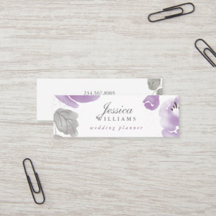 Aquarelle violette Roses Floral Mini Carte de visi