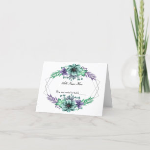 Aquarelle violette verte Tableau Floral Carte Plac