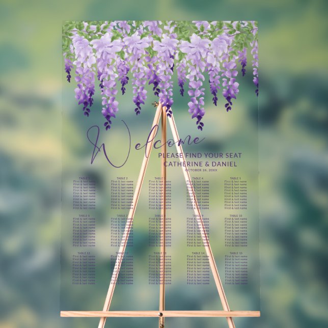 Aquarelle violette Wisteria Lilac Mariage Floral (Neutre)