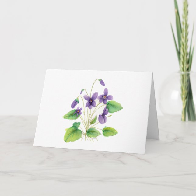 Aquarelle Violettes Carte de remerciements (Devant)