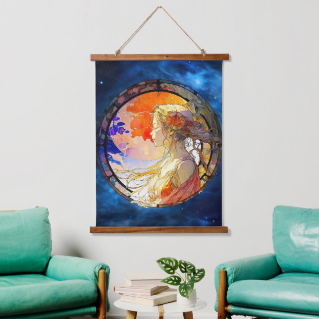 Aquarelle vive de Tapisserie murale de fille (Salon)