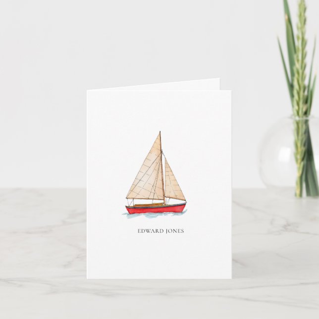 Aquarelle Voilier plié Carte de remerciements (Devant)