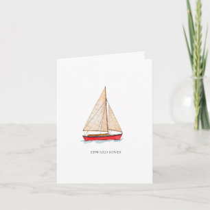Aquarelle Voilier plié Carte de remerciements