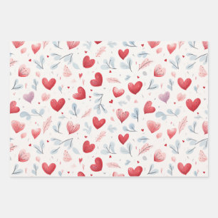 Aquarelle Whimsical Coeurs et Motif Feuille