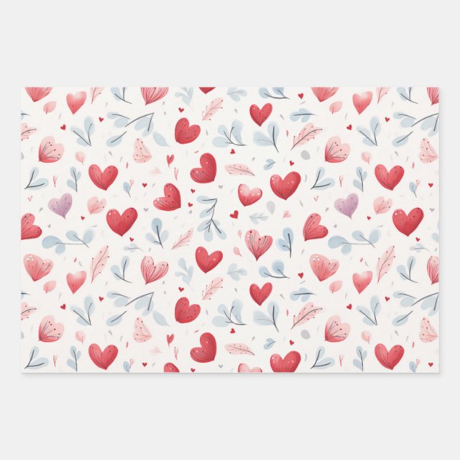 Aquarelle Whimsical Coeurs et Motif Feuille (Devant)