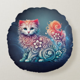 Aquarelle Whimsical Kitten Coussin