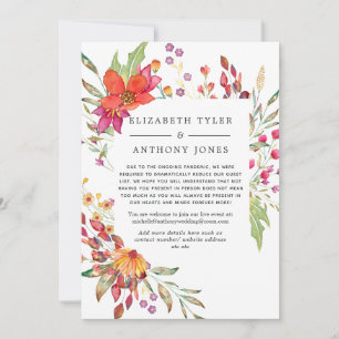 Aquarelle Wild Blume Wedding Reduced Guest List Ankündigung