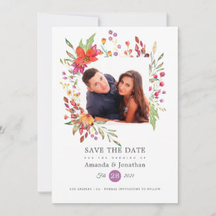 Aquarelle Wildblume Foto Wedding Save The Date