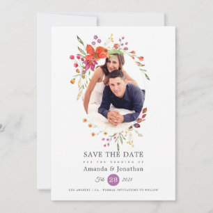 Aquarelle Wildblume Foto Wedding Save The Date