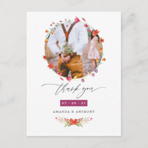 Aquarelle Wildblume Wedding Foto Vielen Dank Postkarte