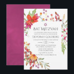 Aquarelle Wilde Blume Bat Mitzvah Einladung<br><div class="desc">Burgund und Pflaumenfeld Blume Fledermaus mitzvah Einladung anpassbar an Ihre Veranstaltung Spezifikationen.</div>