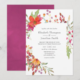 Aquarelle Wilde Blume Hochzeit Einladung