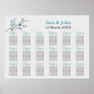 Aquarelle Winterhochzeit Seating Chart Poster