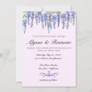 Aquarelle Wisteria Floral Faire-part de mariage