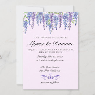 Aquarelle Wisteria Floral Faire-part de mariage