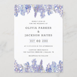 Aquarelle Wisteria Purple Faire-part de mariage