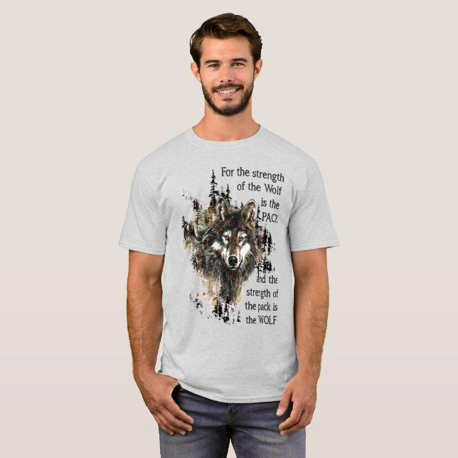 Aquarelle Wolf Animal Family Pack Citation T-shirt (Devant entier)