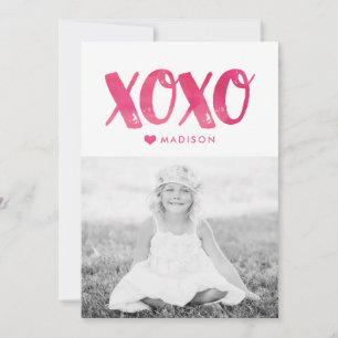 Aquarelle XOXO   Carte photo de la Saint Valentin