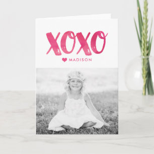 Aquarelle XOXO pliée Carte photo de la Saint-Valen