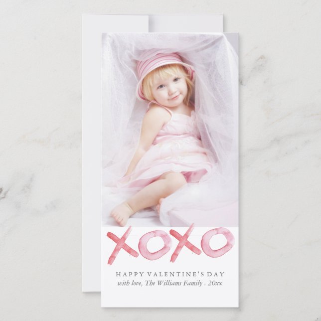 Aquarelle XOXO Saint Valentin Carte photo (Devant)