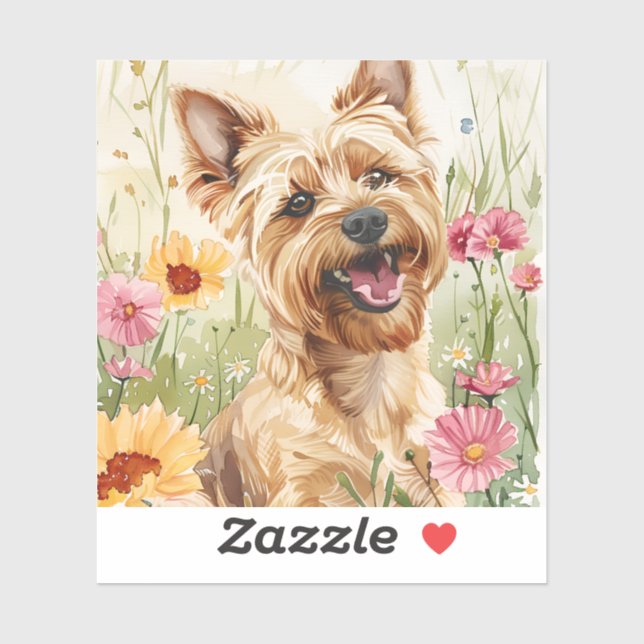 Aquarelle Yorkie Sticker pour cadeau Amoureux des  (Feuille)
