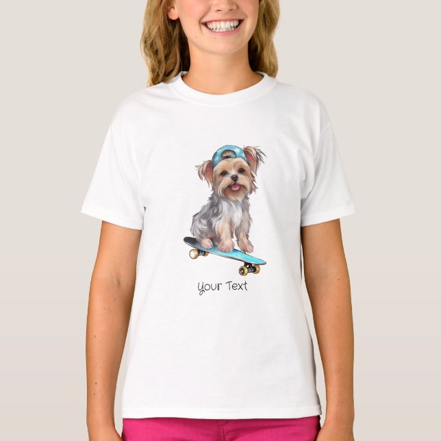 Aquarelle Yorkshire Terrier Girl T-shirt (Devant)