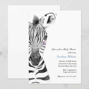 Aquarelle Zèbre   invitation Baby shower