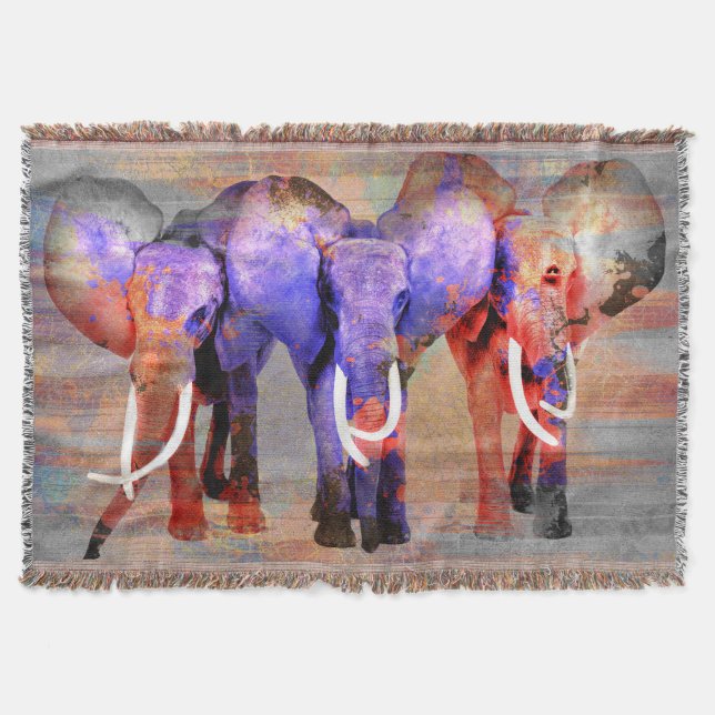 Aquarelleffekt Elefant-Digital-Kunst Decke (Vorderseite)