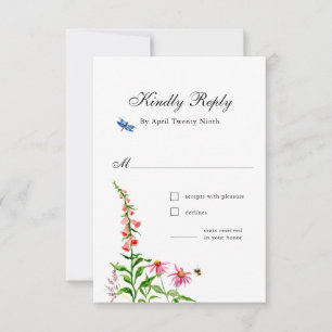 AquarelleFleurs sauvages Carte de réponse mariage