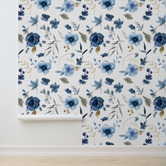 Aquarelleis Blauer Blume Tapete (Anwendung)