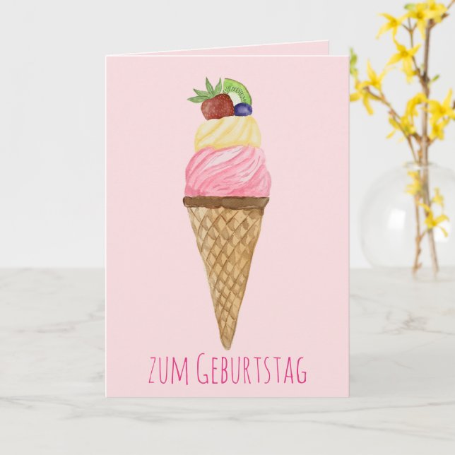 Aquarelleis Deutsche Geburtstagskarte Karte (Gelbe Blume)