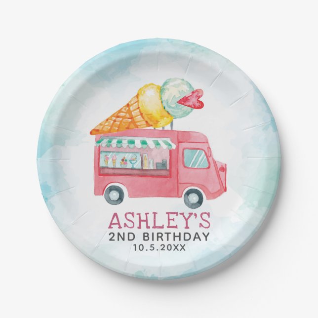 Aquarelleis Personalisiertes Party Pappteller (Vorderseite)