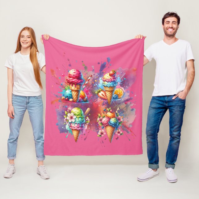 Aquarelleis Taufe Print - farbenfrohe Sommernächte Fleecedecke (Beispiel)