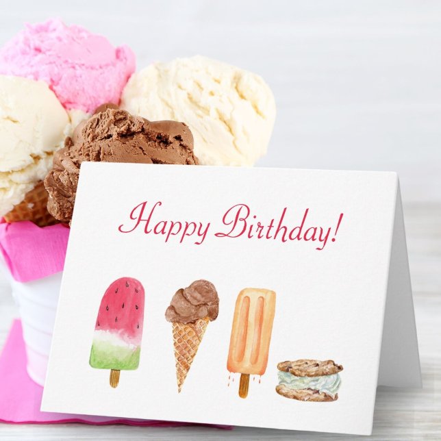 Aquarelleis zum Geburtstag Karte (A sweet summer filled birthday card for anyone who loves ice cream and popsicles! )