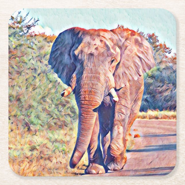 Aquarellelefant Rechteckiger Pappuntersetzer (Vorderseite)