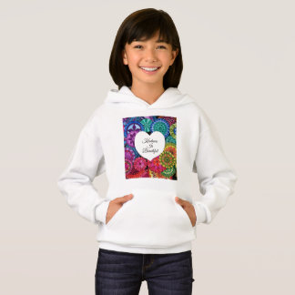 Aquarellenbogen Mandala mit Herz Hoodie