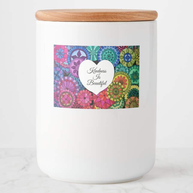 Aquarellenbogen Mandala mit Herz Lebensmitteletikett (Vorderseite)