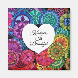 Aquarellenbogen Mandala mit Herz Magnet