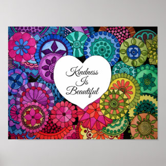 Aquarellenbogen Mandala mit Herz Poster