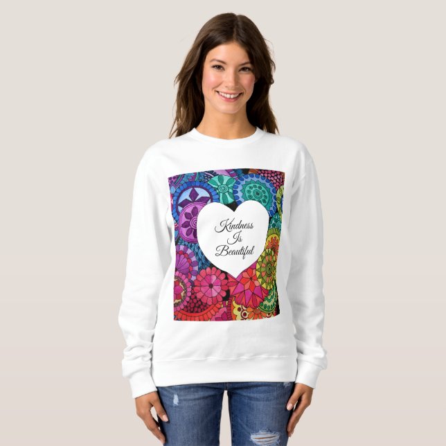 Aquarellenbogen Mandala mit Herz Sweatshirt (Vorne ganz)